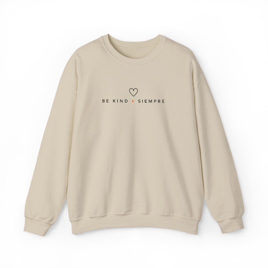 Be Kind Siempre  Simple crewneck sweatshirt | minimalist heart text design